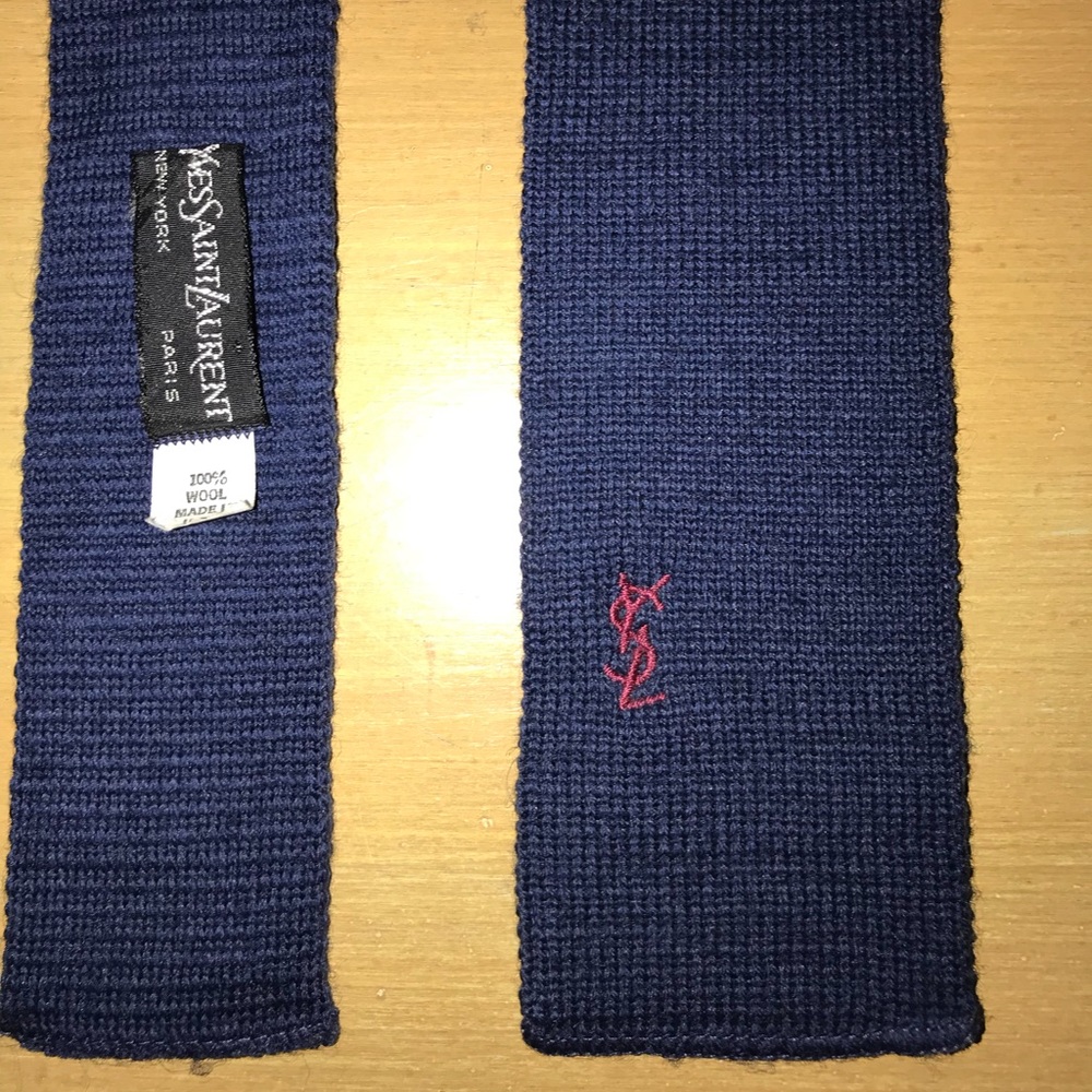 YVES SAINT LAURENT BLUE 100% WOOL TIE